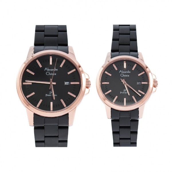 Alexandre Christie AC 1034 Rosegold Black Couple